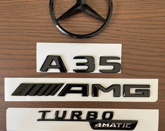 Insigne noir brillant d'emblème de logo de hayon de coffre A35 AMG pour berline Mercedes Benz W177 V177