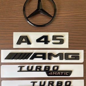 Glanzend Zwart A45 AMG TURBO 4MATIC Achter Star Embleem PAKKET vervanging Badge Voor Mercedes Benz W176