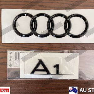 Emblema adhesivo para maletero trasero de Audi A1, color negro brillante