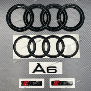 Gloss Black Full Set Front Boot Trunk Emblem Badge Sticker for Audi A6