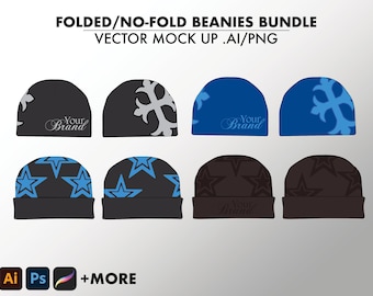 Beanie Vector Mockup Tech Pack Streetwear Adobe Illustrator Template Mockup Beanie No Fold Beanie Blank Hat Digital Download Procreate