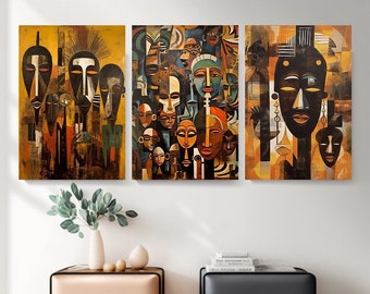Abstract African Wall Art, Modern Expression of African Culture, African Story Wall Set, History Wall Decor, Modern Wall Decor, African Gift