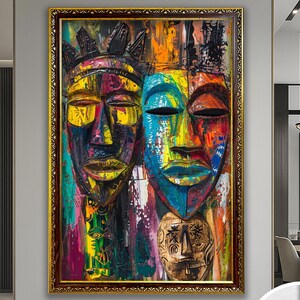 Afrikanische amerikanische Kunst, afrikanische Stammes- Kunst afrikanischer Druck-Wandbehänge Großes Kunstwerk Büroentwurf Einweihungsparty-Geschenk Innendekor-Geschenk İdea