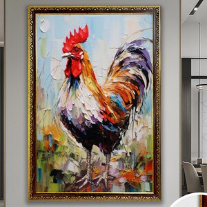 Rooster Wall Art, Rooster Oil Painting on Canvas, French Culture Wall Art, Noble Rooster Wall Art, Rooster wall Poster, Rooster Nursery art