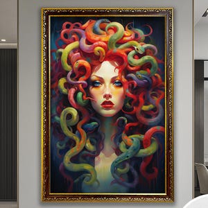 Medusa Wall Art, Greek mythology wall Art, Woman with Snake Head Canvas Art, Colorful Medusa Wall Art, Medusa Greek Wall Decor, Home Decor