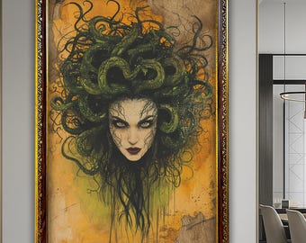 Medusa Print, Greek Mythology Decor Medusa Art Livingroom Decor Home Decoration Aesthetic Decor Housewarming Gift İnterior Decor Modern Art