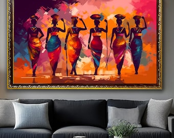 African American Culture Wall Art, African Culture Wall Decor, Local Women Wall Art, Abstract Canvas Wall Art, African Wall Art, Gift, Art