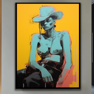 Cowgirl Wall Art, Modern Western Canvas, Cowboy Wall Art, Wild West Wall Art, Extra Large Wall Art, Wall Hanging, Modern Unique, Home Decor