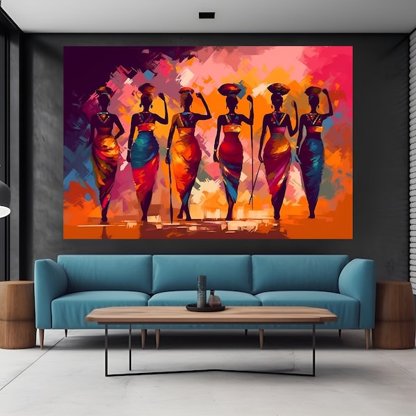 African American Culture Wall Art, African Culture Wall Decor, Local Women Wall Art, Abstract Canvas Wall Art, African Wall Art, Gift, Art