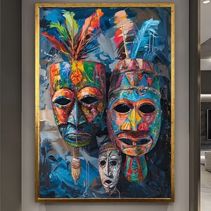 Afrikanische Porträt, afrikanische Leinwand Stammeskunst bereit zum Aufhängen moderne einzigartige İndoor Decor Office Design Housewarming Geschenk ästhetisches Dekor