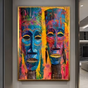 Afrikanisches Porträt, abstrakte Malerei Stammeskunst fertig zum Aufhängen Home Decoraiton Office Design Wohnzimmer Dekor İn Interior Decor Modernes Design