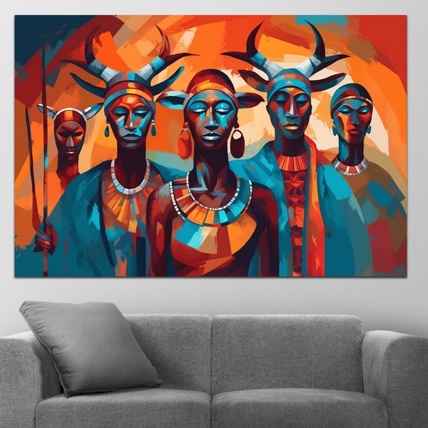 African figures Culture Wall Art, African Culture Wall Decor, Local african abstract Wall Art, Abstract Canvas Wall Art, African Wall Art