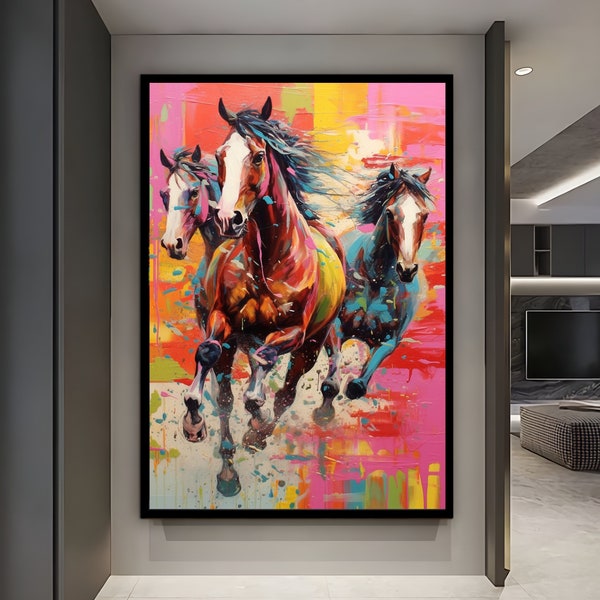 Abstract Horse Decor, Pop Art Horse Artwork, Contemporary Horse Wall Art, Pop Art Animal Print, Modern Horse Portrait, Whimsical Horse Art