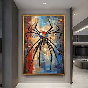 Coole Spinnen-Wanddekor, Mode-Spinnen-Wandkunst, Banksy-Wanddekoration, Reptilien-Wandkunst, Jugendzimmer Leinwand Gemälde, Graffiti-Kunst, Geburtstagsgeschenk