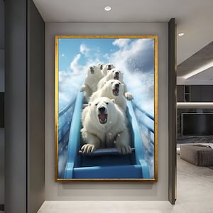 Crazy Polar Bears, Polar Bear Wall Art, Nursery Wall Decor, Polar bear poster, Funny Animal Wall Art, Kids room decor, Digital Print, gift