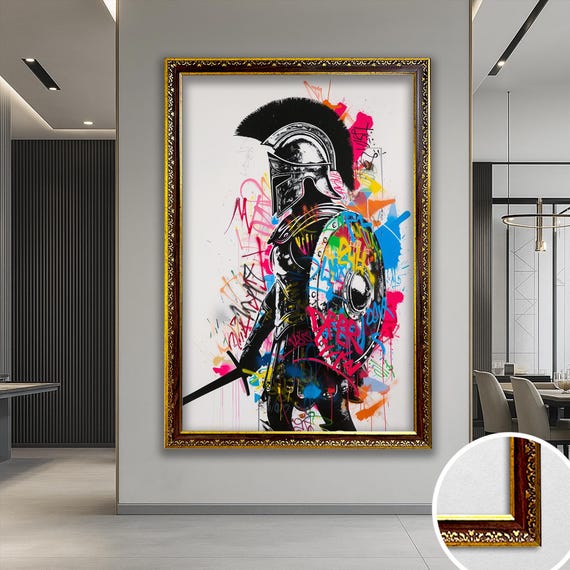 Gladiator Wall Art Banksy Wall Art Graffiti Wall Decor Fashion Wall Art Gold Framed Art Luxury Wall Decor Modern Wall Art Home Decor Gift