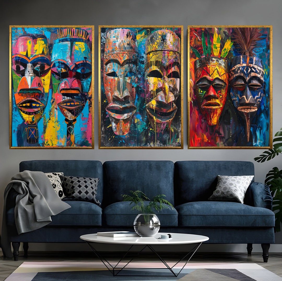 Tribal Decor, Art Print Set African Art Wall Hangings Unique Design ...