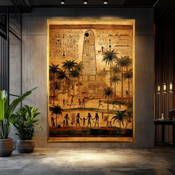 Ancient Egyptian Graffiti Art, Ancient Egypt Themed Wall Art, Egyptian Mythology Wall Decor, Egyptian Canvas wall painting, Egyptian Symbols
