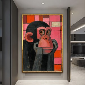 Monkey Wall Art Monkey Gift Monkey Portrait Animal Wall Decor Nursery Wall Art gift for kids Art decor large wall decor canvas print gifts