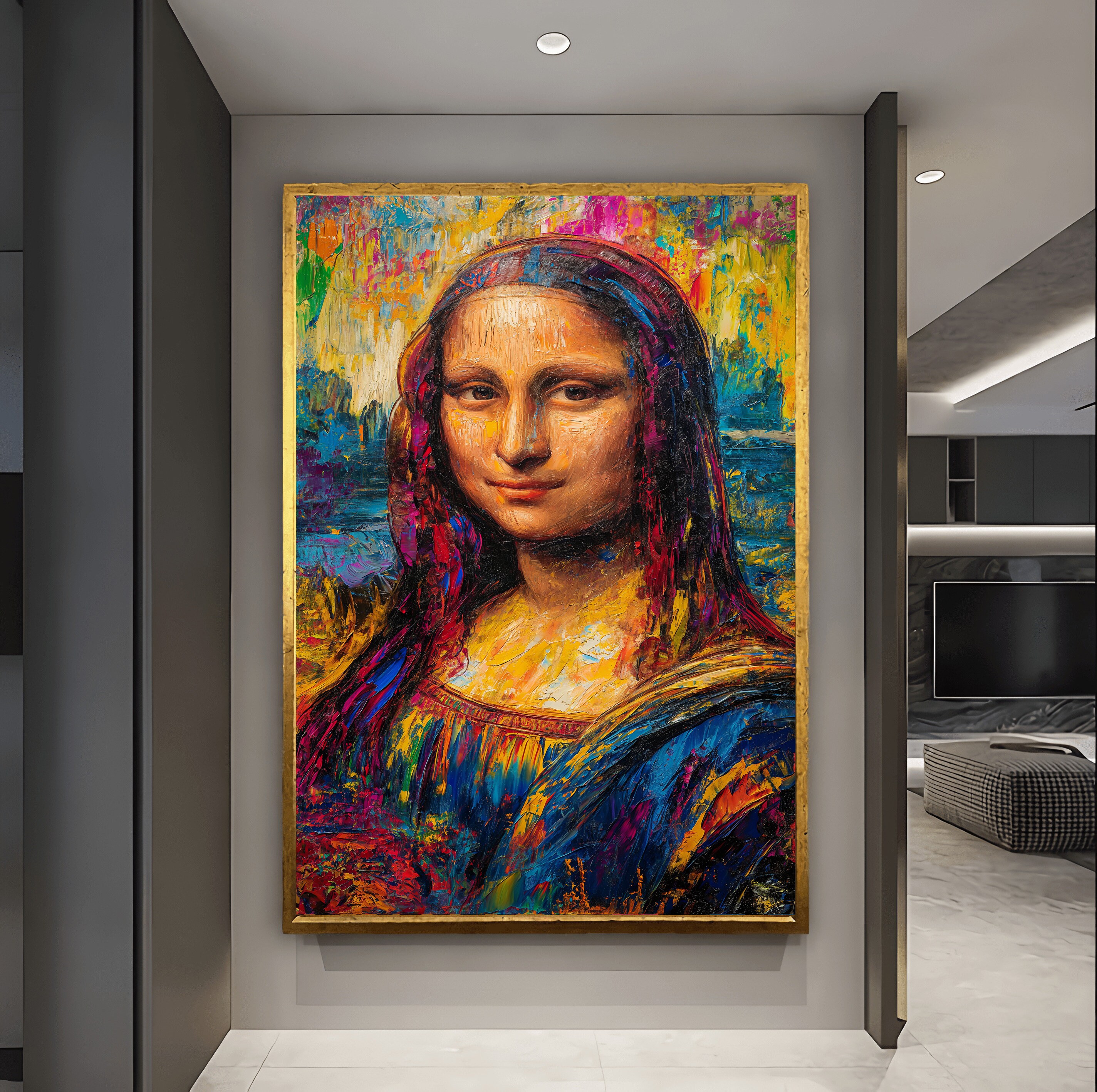 Modern Monalisa Art Abstract Monalisa Historical Wall Decoration Canvas Print Luxury Wall Art Gift For Mom large Wall art Wall Hangings