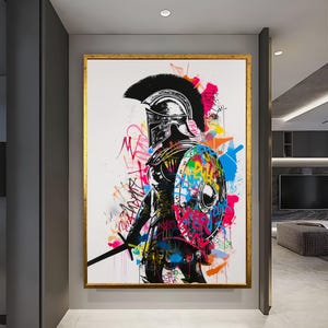 Gladiator Wall Art Banksy Wall Art Graffiti Wall Decor Fashion Wall Art Gold Framed Art Luxury Wall Decor Modern Wall Art Home Decor Gift image 2