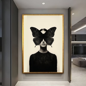 Floral Wall art, Woman Face Portrait, Modern Wall Art, Ready to Hang, Canvas Wall Art, Fashion Wall Decor, Art Print, Home decor, Wall Art
