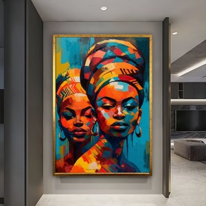 African Woman Canvas Art: Colorful Abstract Portrait