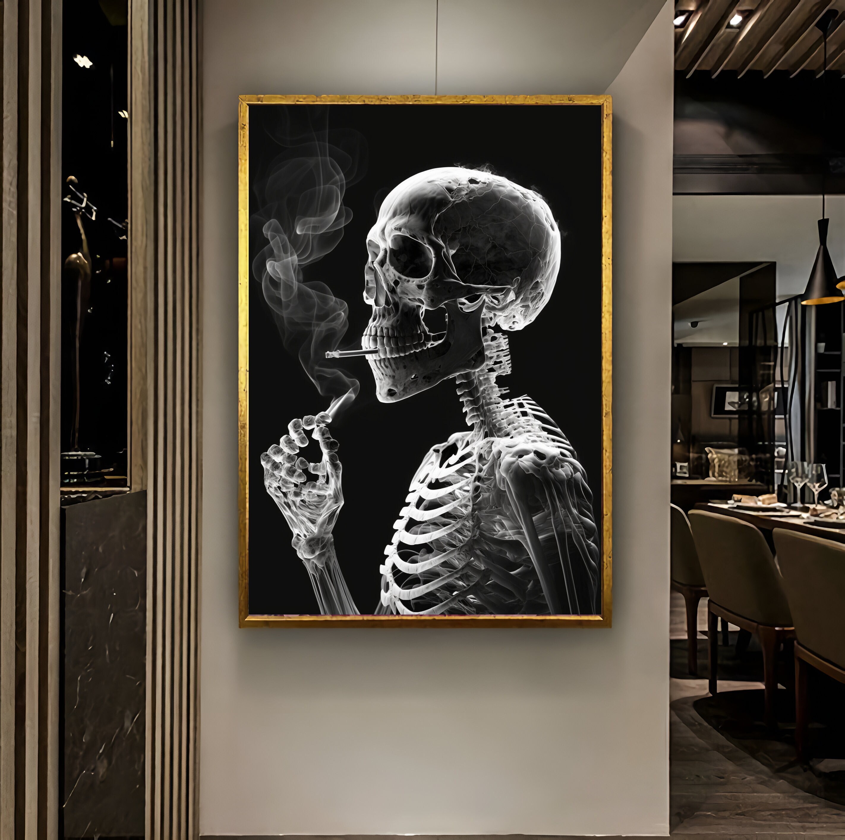 5 Year Anniversary Gift for Men Human Skeleton Anatomy Art, Macabre Dark  Halloween Home Decor, Buried Death Gothic Wall Art A4 Size 
