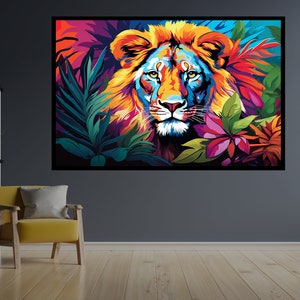 Lion Wall Decor, Jungle Home Decor, Animal Wall Decor, Botanical wall Art, Nursery Wall Art, Gift For Friend, Abstract Wall Art, Fashion art