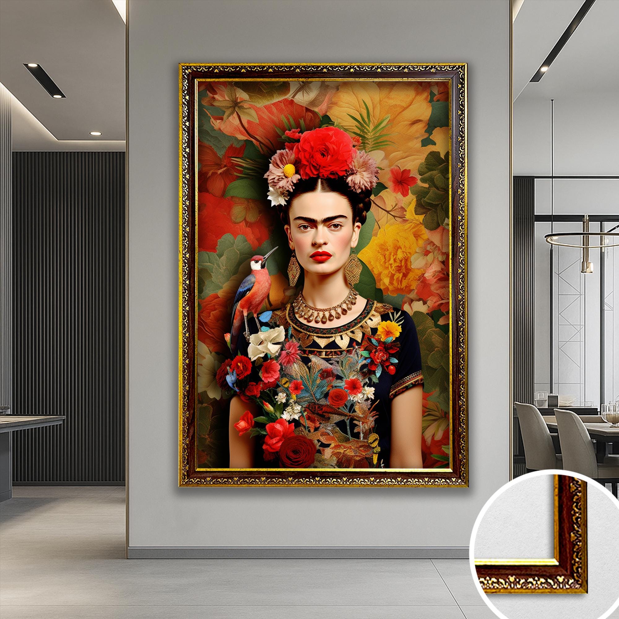 Foulard Élégant Frida Kahlo Clairefontaine - Carré 70x70cm Polyester Satiné Motifs Floraux Colorés - Accessoire Artistique Tendance
