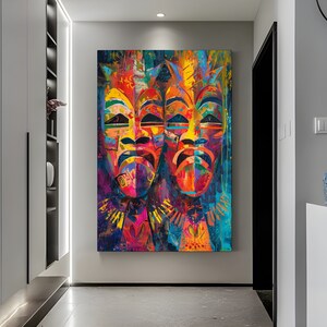 Afrikanisches Porträt, Tribal Leinwand Afrikanische Kunst Wandbehänge Großes Kunstwerk Büro Design Dekoration Wohnzimmer Dekor Einweihungsparty Geschenk