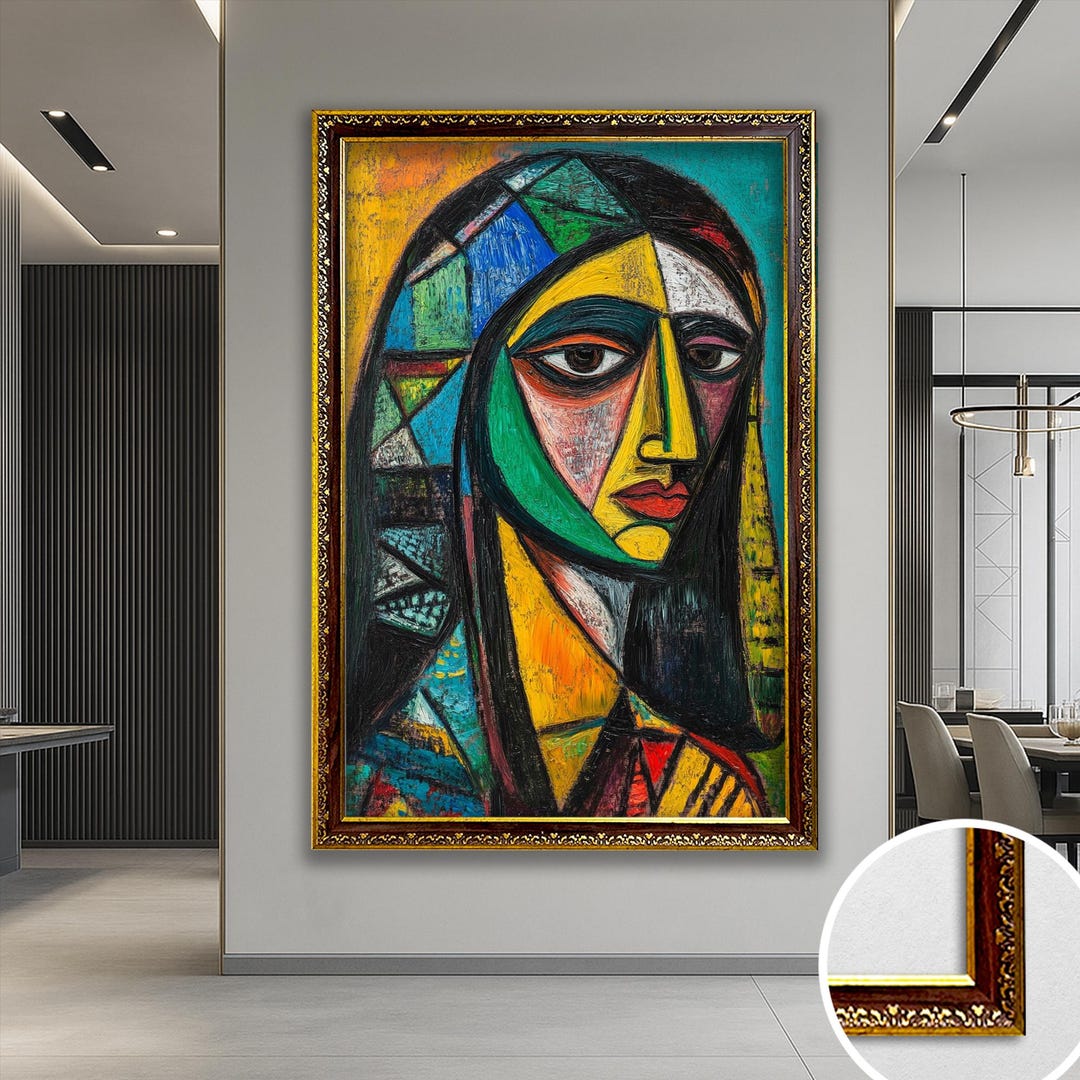 Cubist Woman Canvas Wall Art, Picasso Art, Abstract Face Geometric ...