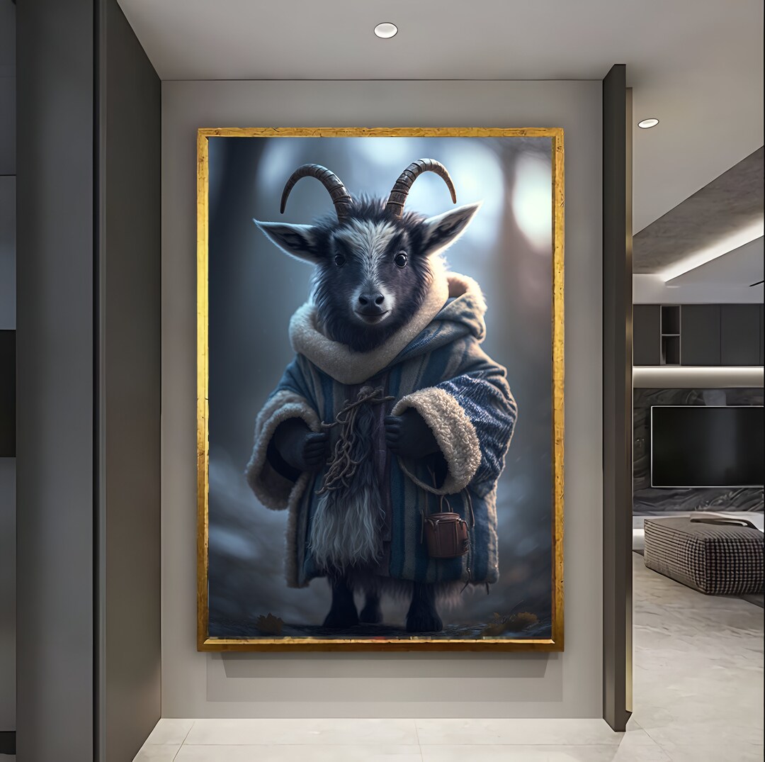 Goat Wall Decor, Baby Goat Canvas Painting, Nursery Wall Decor