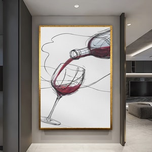 Wine Glass Art Gift for Wine Lovers Art for Kitchen Large Canvas Kitchen wall Art Red Wine Art Contemporary Art home decor lover gifts