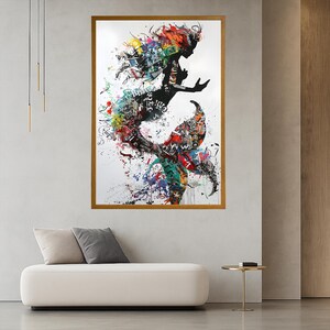 Magical Mermaid Art Banksy Wall Art Street Graffiti Art Mermaid Wall decor Gold Framed Art Fashion Wall Art Large wall Decor Banksy Artwork image 5