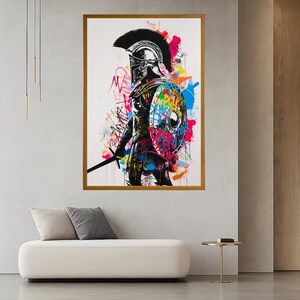 Gladiator Wall Art Banksy Wall Art Graffiti Wall Decor Fashion Wall Art Gold Framed Art Luxury Wall Decor Modern Wall Art Home Decor Gift Wood Frame