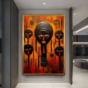 African American Culture Wall Art, African Culture Wall Decor, Wall Symbol Canvas Painting, Abstract Canvas Wall Art, Africa Wall Art, Gift