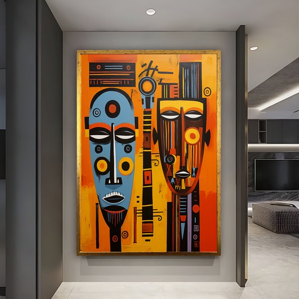 African Abstract Wall Art Abstract Canvas American culture art ready to hang gift for african gift for home livingroom decor Wall Art