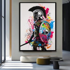 Gladiator Wall Art Banksy Wall Art Graffiti Wall Decor Fashion Wall Art Gold Framed Art Luxury Wall Decor Modern Wall Art Home Decor Gift Black Frame