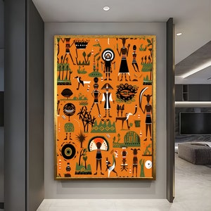 Afroamerikanische Kultur Wandkunst, Afrikanische Kultur Wanddekor, Stammes Wandkunst, Abstrakte Leinwand Wandkunst, Afrika Wandkunst, Geschenk, Wanddekor