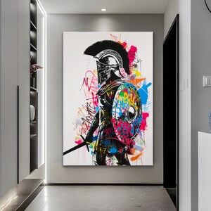 Gladiator Wall Art Banksy Wall Art Graffiti Wall Decor Fashion Wall Art Gold Framed Art Luxury Wall Decor Modern Wall Art Home Decor Gift Streched Wood Canvas