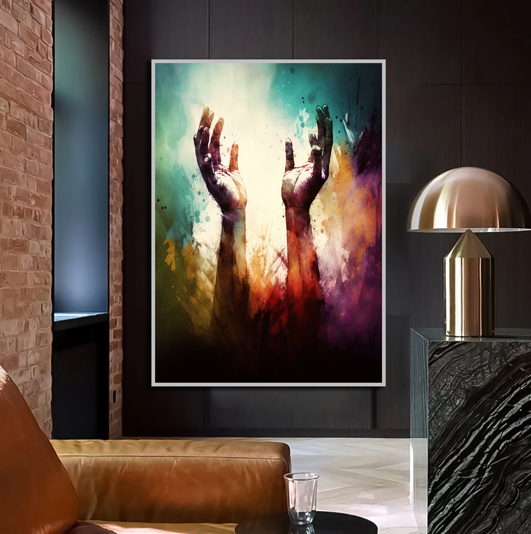 Praying Hands Canvas Art, Colorful Abstract Faith Wall Decor - Etsy