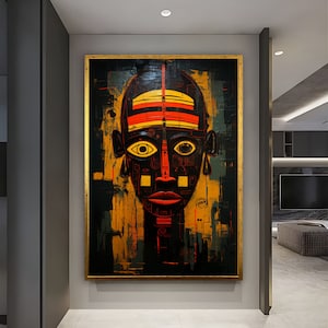 Afrikanisches zeitgenössisches Dekor, Afrocentric Wohndekor, zeitgenössische Stammeskunst, Afro-moderne Malerei, zeitgenössische afrikanische Kunst, Stammeskunst