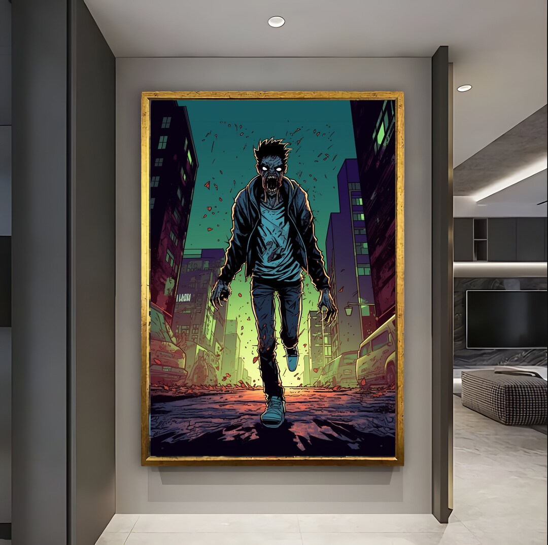 Zombie Wall Decor Cartoon Animation Wall Decor Kids Room Etsy