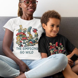 The Simpsons t-shirt The Simpsons artistic mushrooms shirt with The Simpsons Family shirt