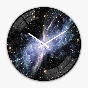 Wall Clock Space Stars • Clock Gift • Decorative Wall Clock • Cool Clocks • Space Stars Decor • Hubble Telescope Planetary Nebula NGC 6302