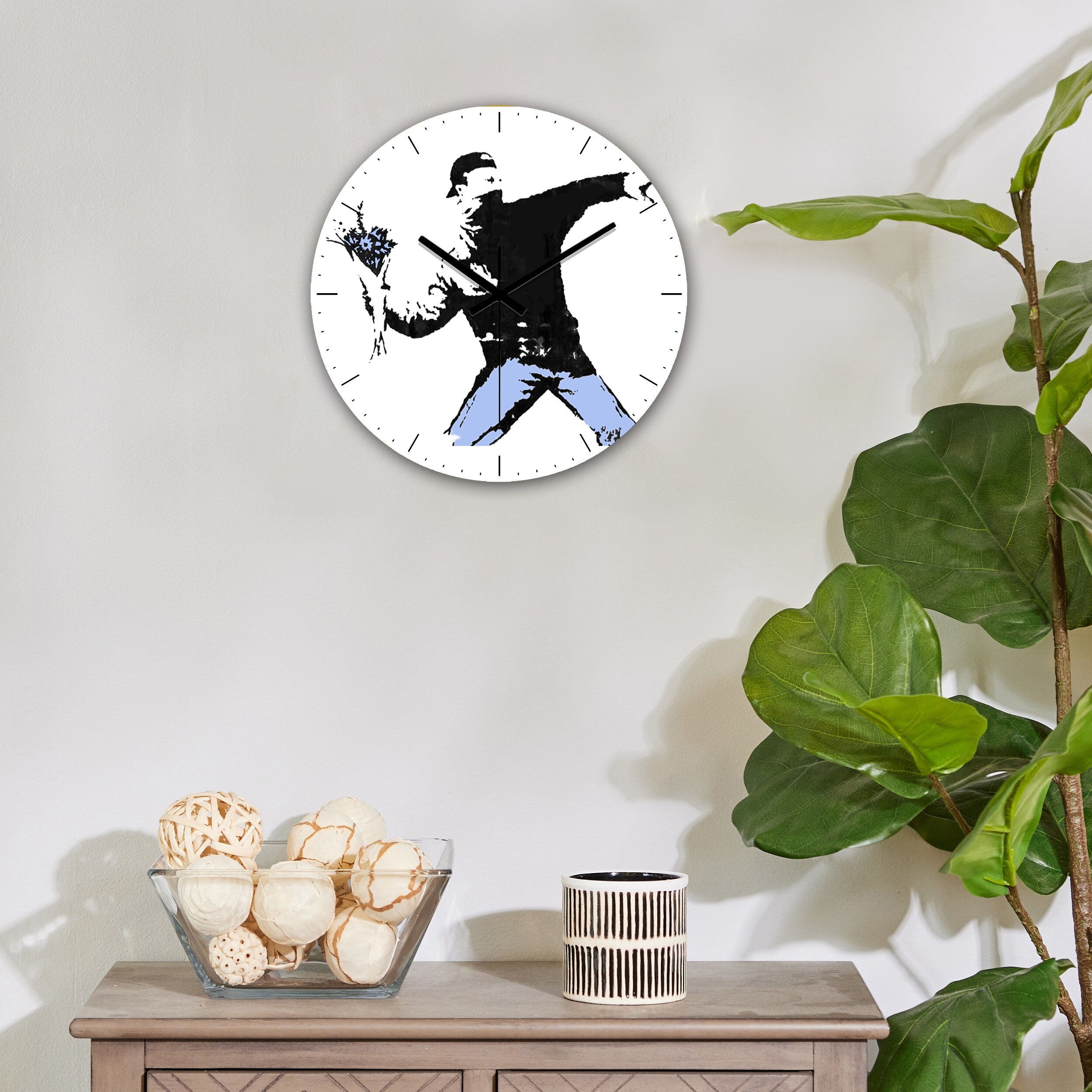 Wall Clock Flying Balloon カリモク BANKSY banksy-balloon-heart-girl-easy