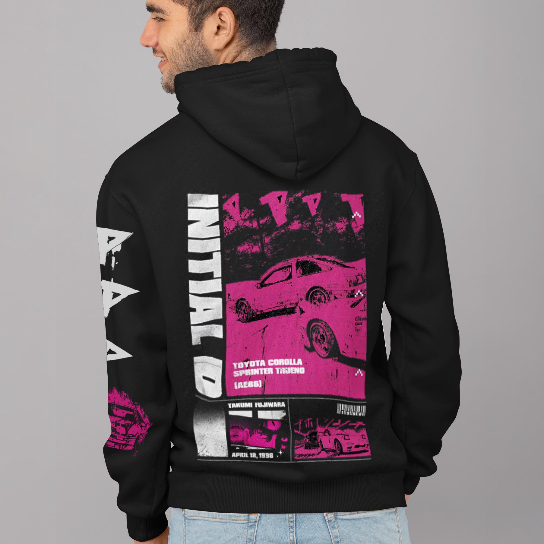 Initial D Manga Hoodie Unisex Anime Graphic Pullover Takumi AE86 Design racing birthdays Initial D shirt Cars lover tee