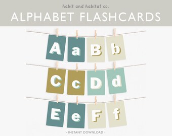 Alphabet Karteikarten, ABC Karteikarten, Lernkarten, ABC lernen, digitaler Download