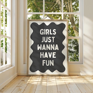 Girls Just Wanna Have Fun Artwork Long Live Girlhood Wall Art Inspirational Quote Print for Girl&#39;s Room Playroom Decor Girl&#39;s Bedroom Art